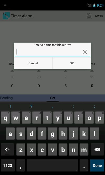 Save Alarm dialog