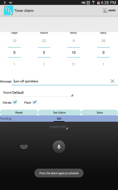 Press Set Alarm button to set controls