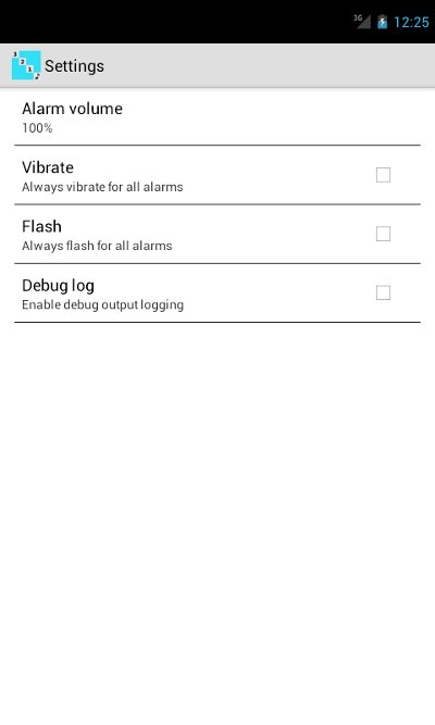 Settings screen